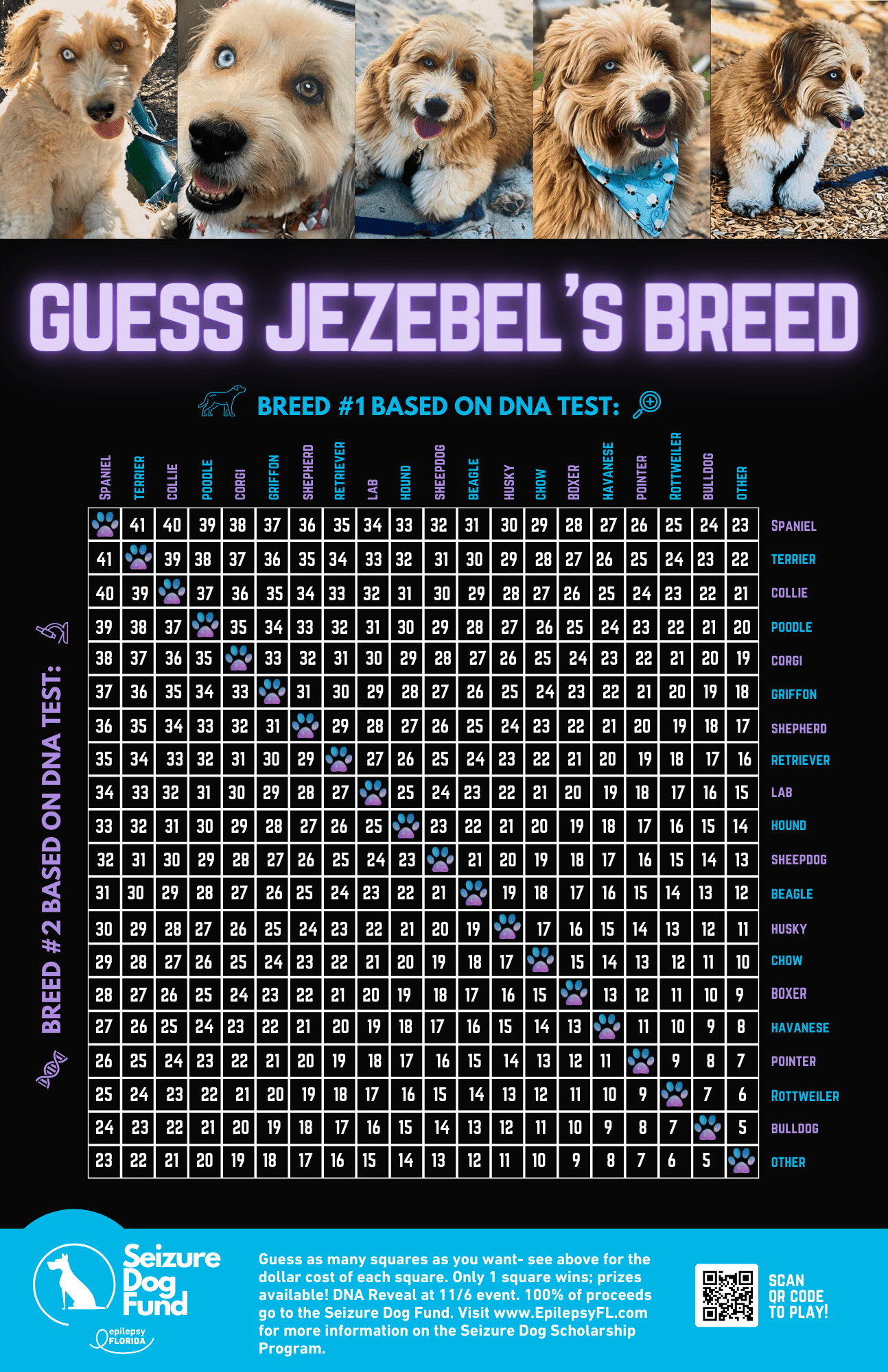 Guess Jezebel's Breed game board