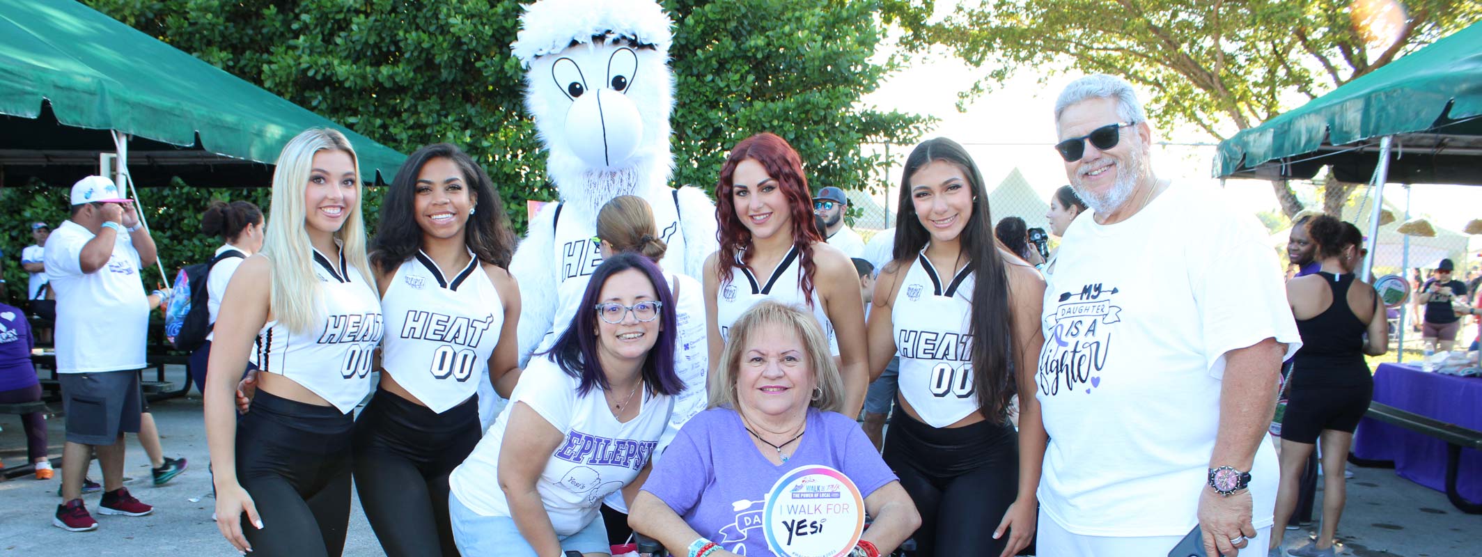 Miami heat dancers pose with walkers for the epilepsy alliance walk the talk horizontal